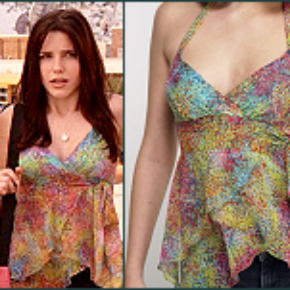 Vintage BCBG halter top, as seen on One Tree Hill Brooke Davis, multicolor Y2K